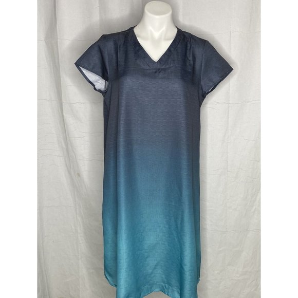 Miss Look Ombre’ Blue Dress  Knee Length Short Sleeve Large‎ - Picture 1 of 12